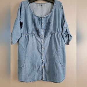Denim Blue Button-Front Mini Dress